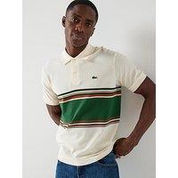 Lacoste French Made Striped Short Sleeve Polo Shirt - Cream