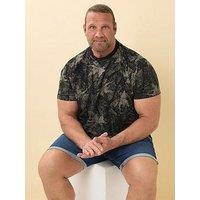 Badrhino Camouflage Leaf Print T-Shirt - Grey