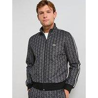 Lacoste Paris Premium Monogram Zipped Track Top - Black
