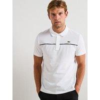 Lacoste L1212 Tipped Collar Piqu&Eacute; Taping Short Sleeve Polo Shirt- White