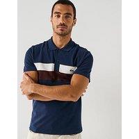 Lacoste Regular Fit Colourblock Piqu&Eacute; Short Sleeve Polo Shirt - Navy
