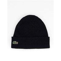 Lacoste Ribbed Knitted Beanie- Black