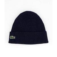 Lacoste Ribbed Knitted Beanie- Navy