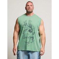 Badrhino Acid Wash Graphic Vest - Green