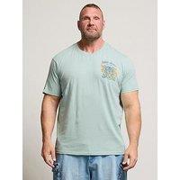Badrhino Acid Wash Graphic T-Shirt - Blue