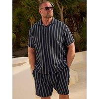 Badrhino Stripe Short Sleeve Shirt - Blue