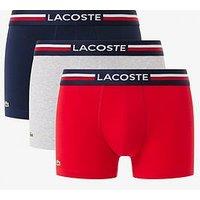 Lacoste 3 Pack Cotton Trunks- Red