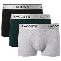 Lacoste 3 Pack Standard Fit Sheen Finish Trunks- Grey