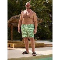 Badrhino Geometric Print Swim Shorts - Green