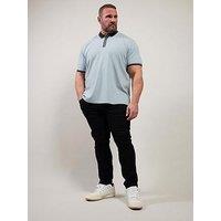 Badrhino Seersucker Zip Polo Shirt - Blue