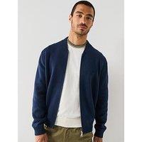 Lacoste Interlock Heavyweight Knitted Bomber - Navy