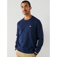 Lacoste Stripe Accent Crew Neck Knitted Jumper - Navy