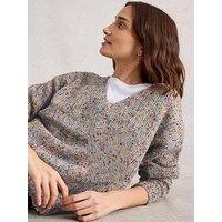 White Stuff Textured V Neck Jumper - Beige