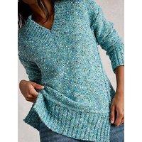 White Stuff Tilly V Neck Jumper - Blue