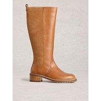White Stuff Serena Leather Knee High Boot - Beige