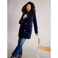 White Stuff Karla Velvet Coat - Navy