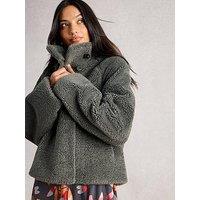 White Stuff Adley Reversible Borg Jacket - Grey