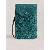 White Stuff Coco Weave Leather Phone Bag - Blue
