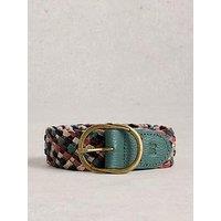 White Stuff Leather Weave Belt - Green