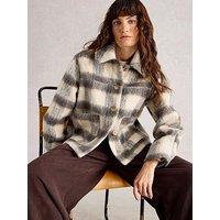 White Stuff Alexa Check Wool Blend Jacket - Blue