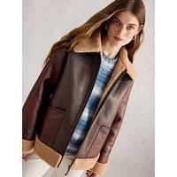 White Stuff Serena Aviator Jacket - Brown