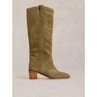 White Stuff Izzy Suede Knee High Boot - Green