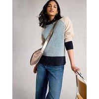 White Stuff Colour Block Nep Jumper - Blue