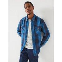 Levi'S Relaxed Fit Western Button Down Long Sleeve Striped Shirt- Blue