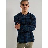 Levi'S Authentic Relaxed Fit Long Sleeve Striped T-Shirt - Blue