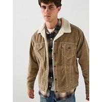 Levi'S Levis Relaxed Fit Sherpa Corduroy Trucker Jacket - Beige