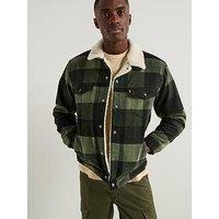 Levi'S Original Denim Relaxed Fit Plaid Trucker Jacket - Black