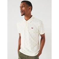 Levi'S Housemark Logo Short Sleeve Patterned Polo Shirt - White