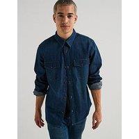 Levi'S Relaxed Fit Western Button Down Denim Shirt- Blue