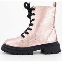 The Very Collection Girls Metallic Rose Gold Lace Up Boot