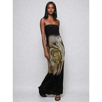 Religion Coco Maxi Bandeau Dress With Large Floral Print - Black