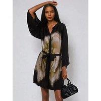 Religion Coco Tunic With Large Floral Placement - Black