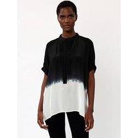 Religion Power Tunic Top In Black And White Dip Dye - Black