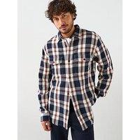 Gant Heavy Twill Long Sleeve Check Overshirt - Navy