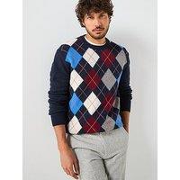 Gant Argyle Crew Knitted Jumper - Dark Grey