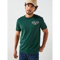 Gant Regular Fit Small Linear Chest Logo T-Shirt - Green