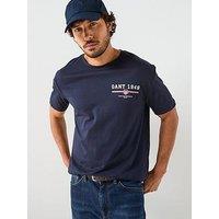 Gant Small Linear Chest Logo T-Shirt - Navy