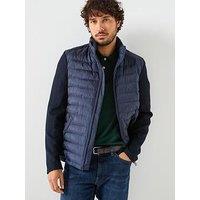 Gant Mixed Media Zip Through Padded Jacket - Navy