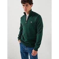 Gant Casual Cotton 1/4 Zip Knitted Jumper - Green