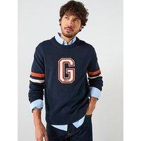 Gant G Badge Knitted Crew Knitted Jumper - Navy