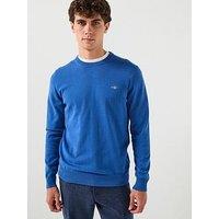 Gant Cotton/Wool Crew Knitted Jumper - Blue