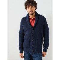 Gant Wool Blend Shawl Collar Knitted Cardigan - Navy