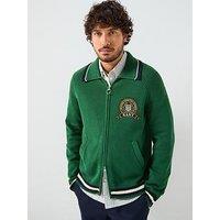 Gant Regular Fit Crested Zip Through Knitted Cardigan - Green
