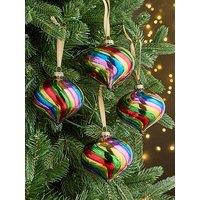 Festive Multicolour Glass Onion Christmas Tree Decorations - Pack Of 4