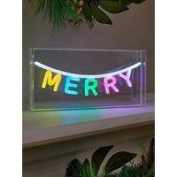 Festive 30 Cm Neon Light Up Merry Sign Christmas Decoration
