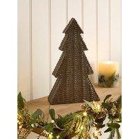 Festive 32Cm Wicker Style Tabletop Tree Decoration